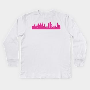 Philadelphia skyline pink Kids Long Sleeve T-Shirt